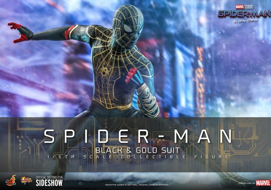 Movies / Tv / Sports * | Comics Hot Toys Movie Masterpiece 1/6 Scale Figure Spider-Man (Black & Gold Suit) Spider-Man: No Way Home