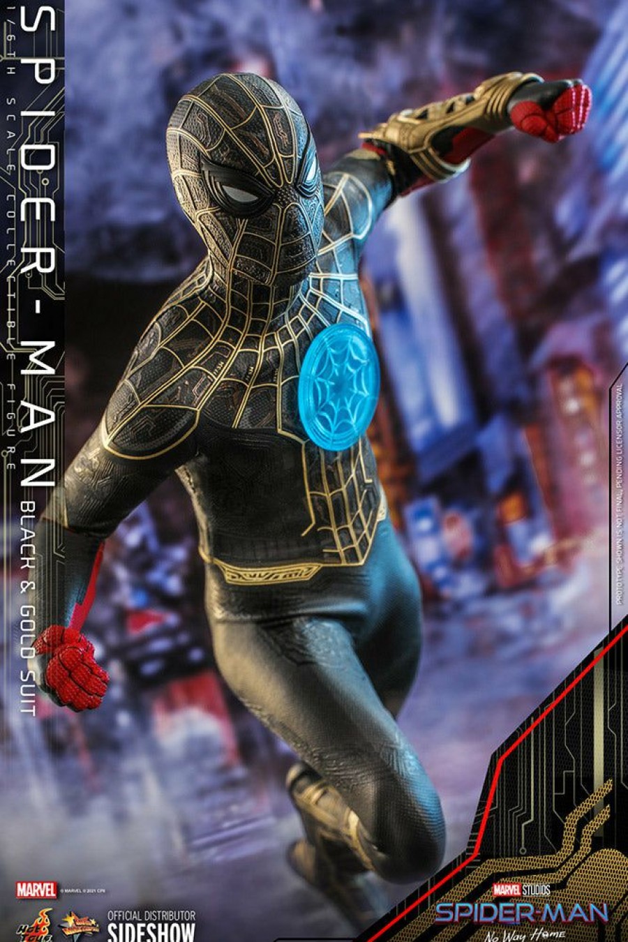 Movies / Tv / Sports * | Comics Hot Toys Movie Masterpiece 1/6 Scale Figure Spider-Man (Black & Gold Suit) Spider-Man: No Way Home