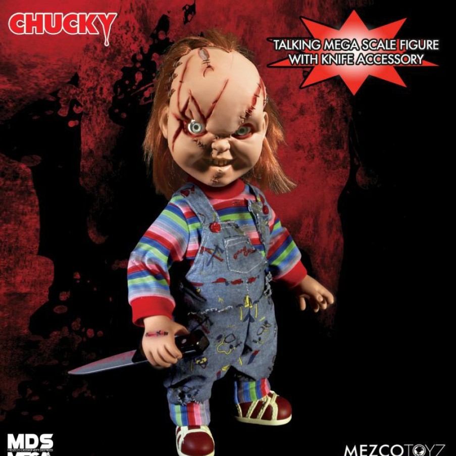 Movies / Tv / Sports * | Mezco Toys Mezco Designer Series Mega Scale Bride Of Chucky: Talking Scarred Chucky